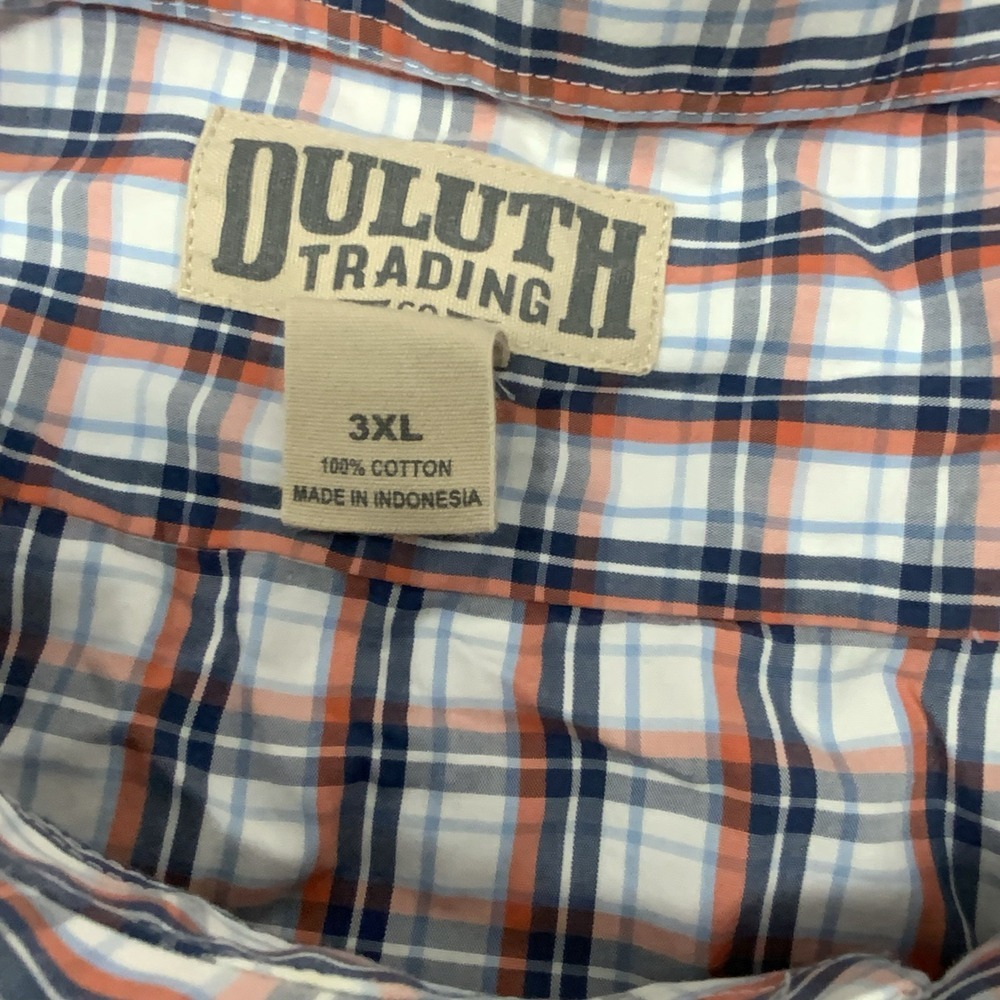Duluth Trading Button Down Short Sleeve Shirt Mens 3XL Cotton Blue Plaid Pockets - Picture 7 of 8